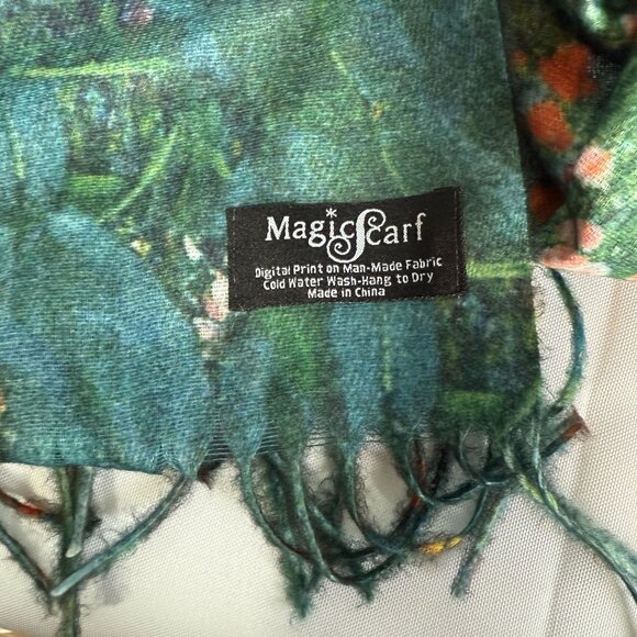 NWT The Magic Scraf Company Green Sunflower Floral Scraf OS Art to Wear Printed - Picture 7 of 9